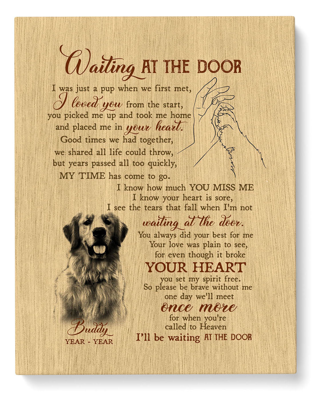 Dog Memorial Gifts Personalized, Custom Photo Pet Memorial Wall Art, Your  Life Is A Gift Dog Print, Pet Remembrance Gifts - Best Personalized Gifts