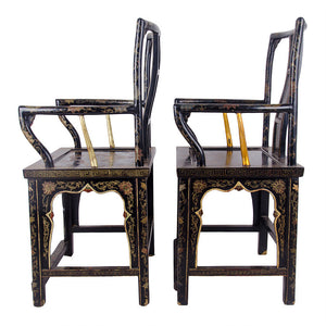Chinese Black Lacquer Armchairs