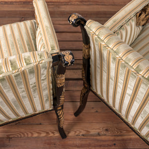 English Regency Style Ebonized and Parcel Gilt Chairs - A Pair
