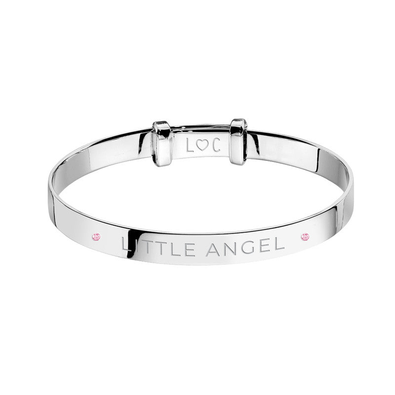 Jewellery Little Angel Christening Bangle - Pink Stones