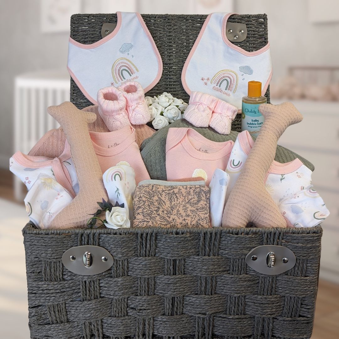 Large Twins Gifts Basket - Organic Cocoon Blush