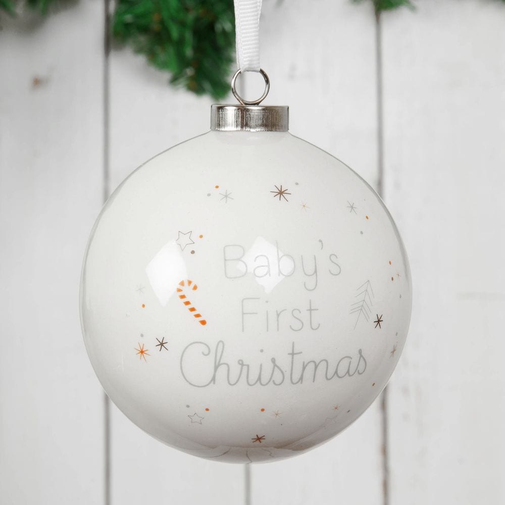 White Ceramic Baby’s First Christmas Bauble