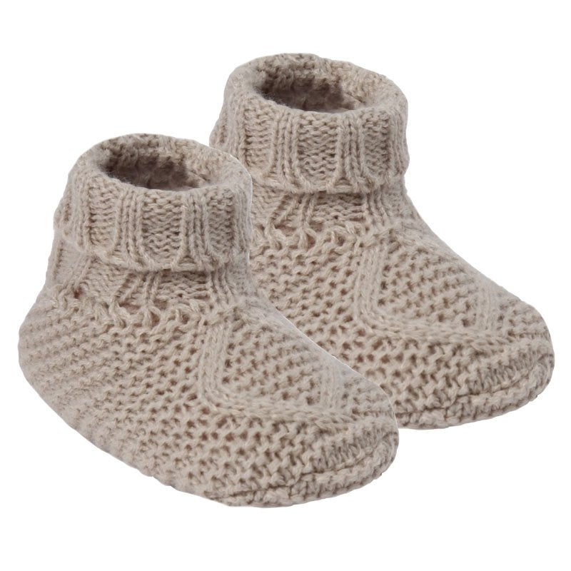 Knitted Baby Booties in Colour Biscuit