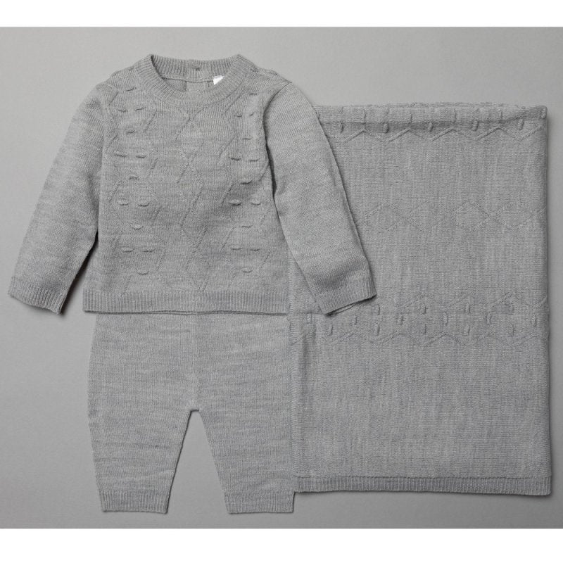 Soft Grey 3 Piece Knitted Gift Set