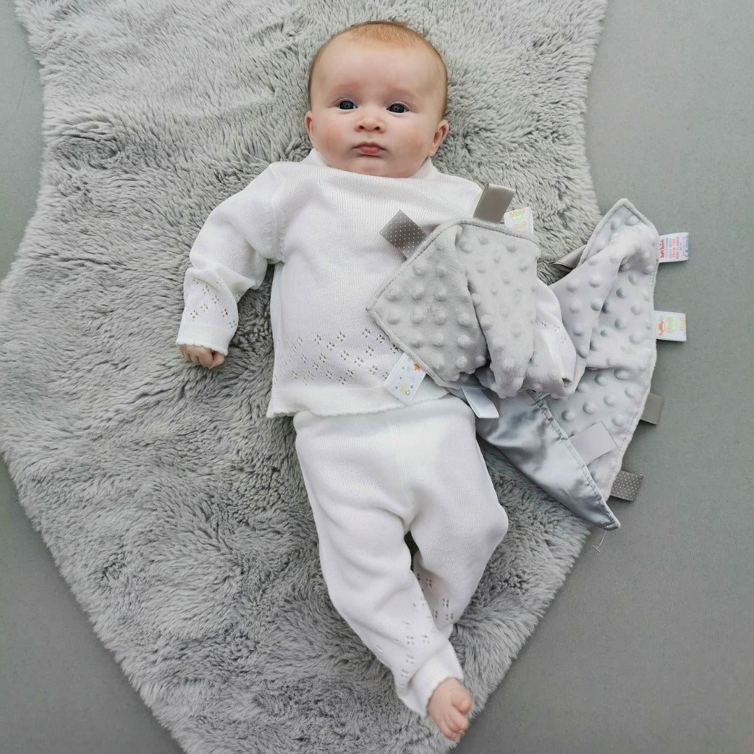 Baby Clothes - White Knitted 3 Piece Outfit & Shawl Set – Bumbles & Boo