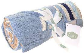 Blue and Beige Stripes Baby Blanket