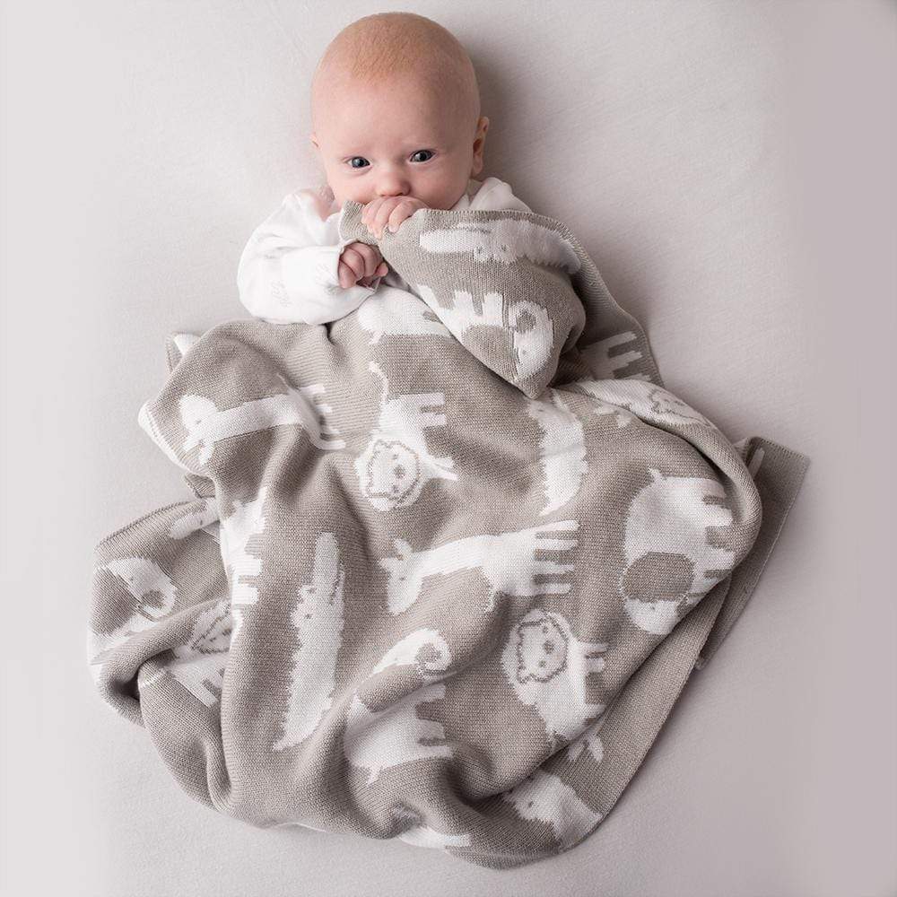 Grey and White Safari Baby Blanket