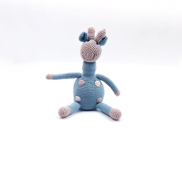 Organic Blue Giraffe Toy Rattle