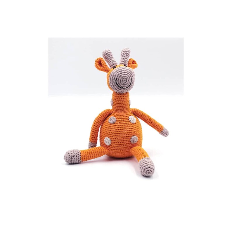 Organic Knitted Orange Giraffe Toy Rattle