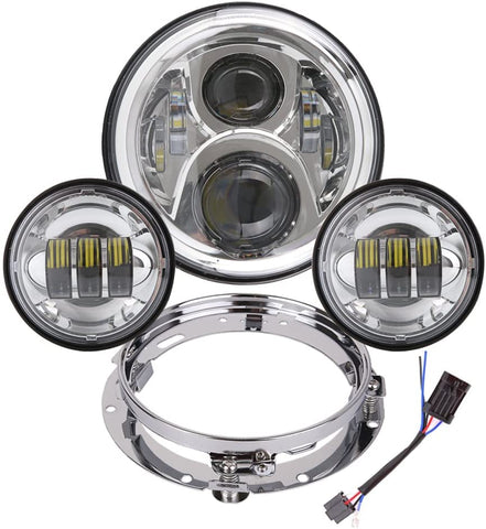 TRUCKMALL 7 inch LED Headlight Fog Passing Lights DOT Kit Ring