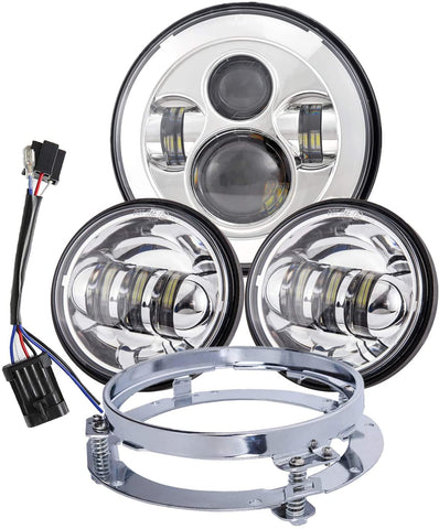 TRUCKMALL 7 inch LED Headlight Fog Passing Lights DOT Kit Ring