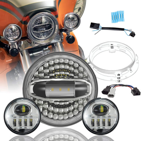 TRUCKMALL 7 inch LED Headlight Fog Passing Lights DOT Kit Ring