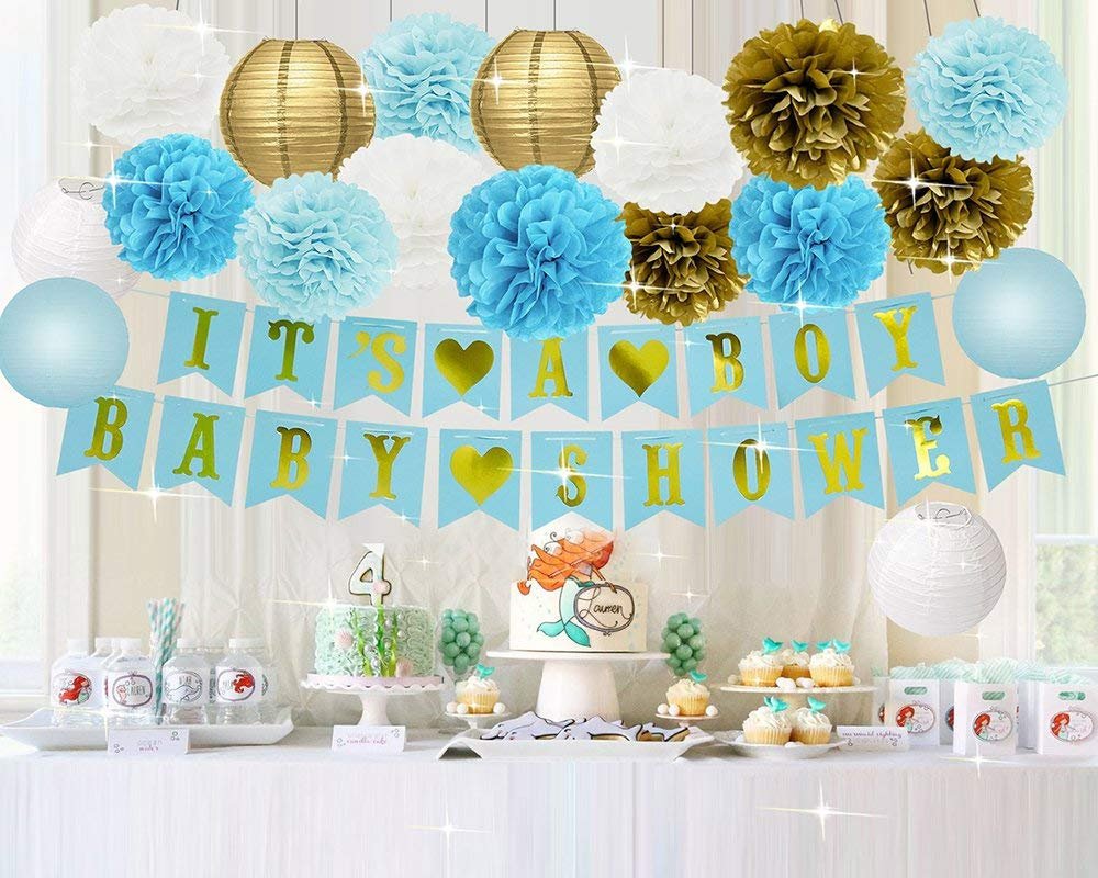 BOY'S BABY SHOWER Decorations Set-It's A Boy Banner, Baby ...