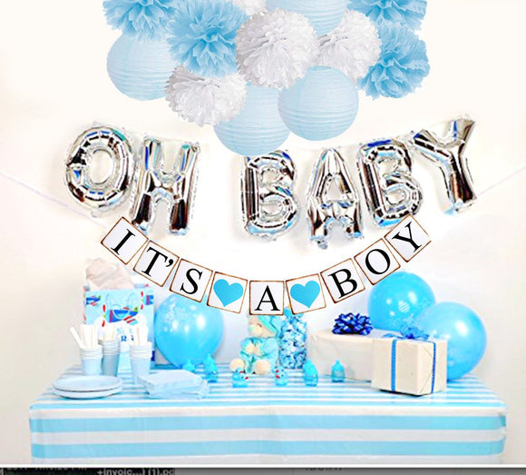 Boy S Baby Shower Decorations Set It S A Boy Banner Baby Blue