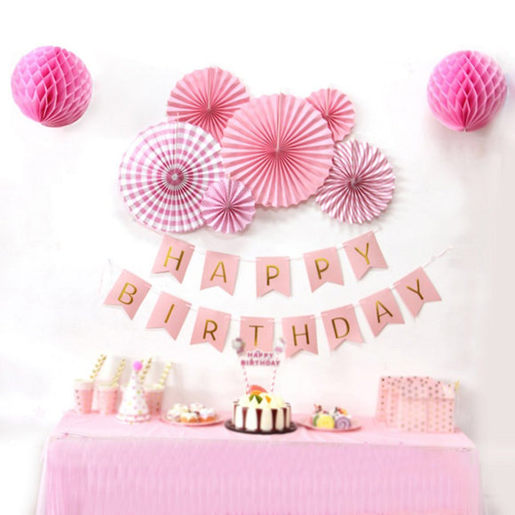 Pink Party Girl Happy Birthday Decoration Set Princess Birthday Party Happy Party Supply