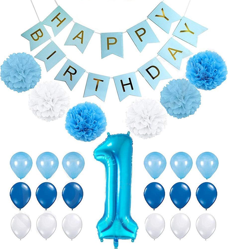  1st  Birthday  Balloons Boy  Decorations  Kit  in Blue Custom 