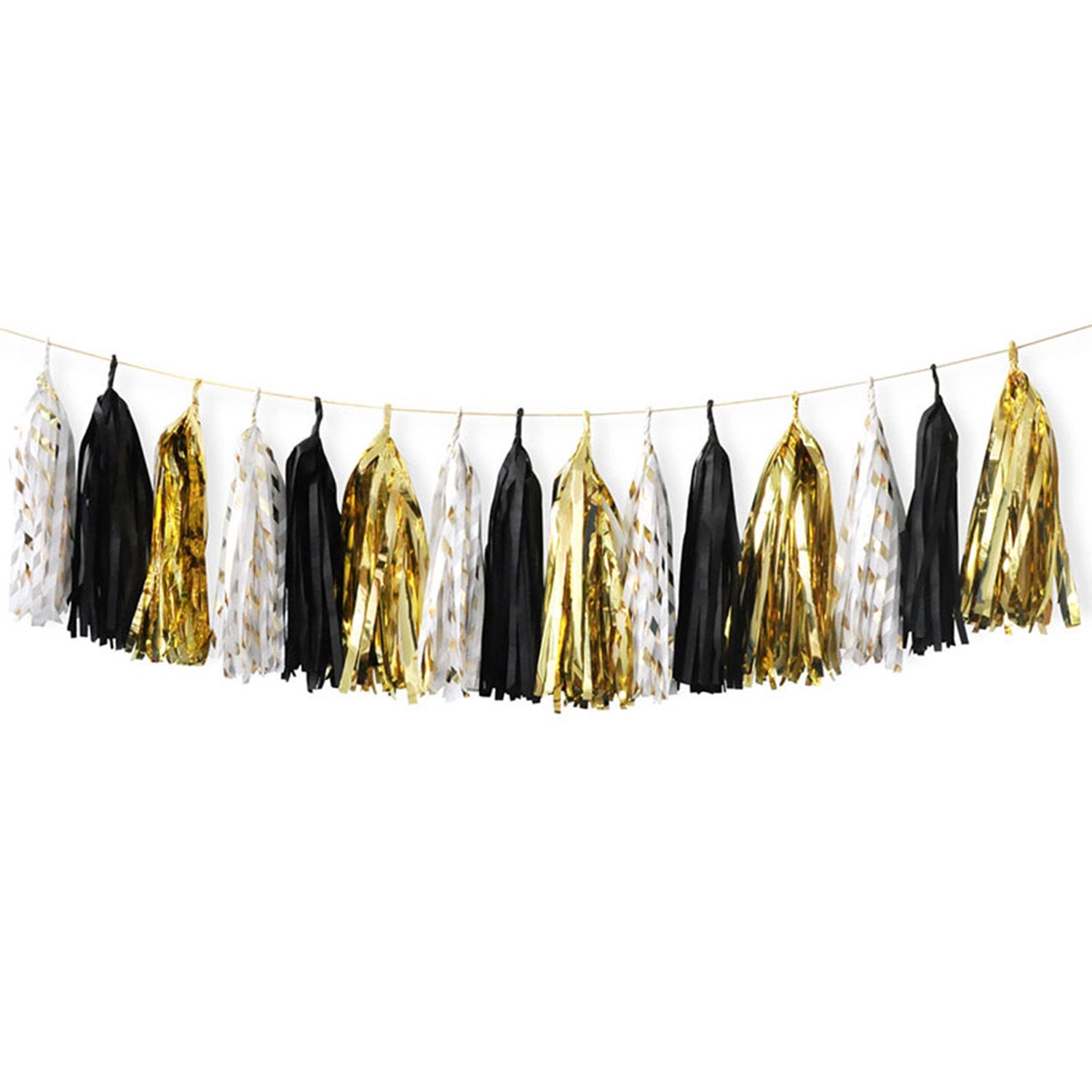 black and white tassel garland