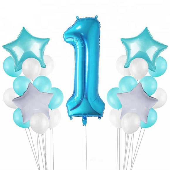 teal number balloons