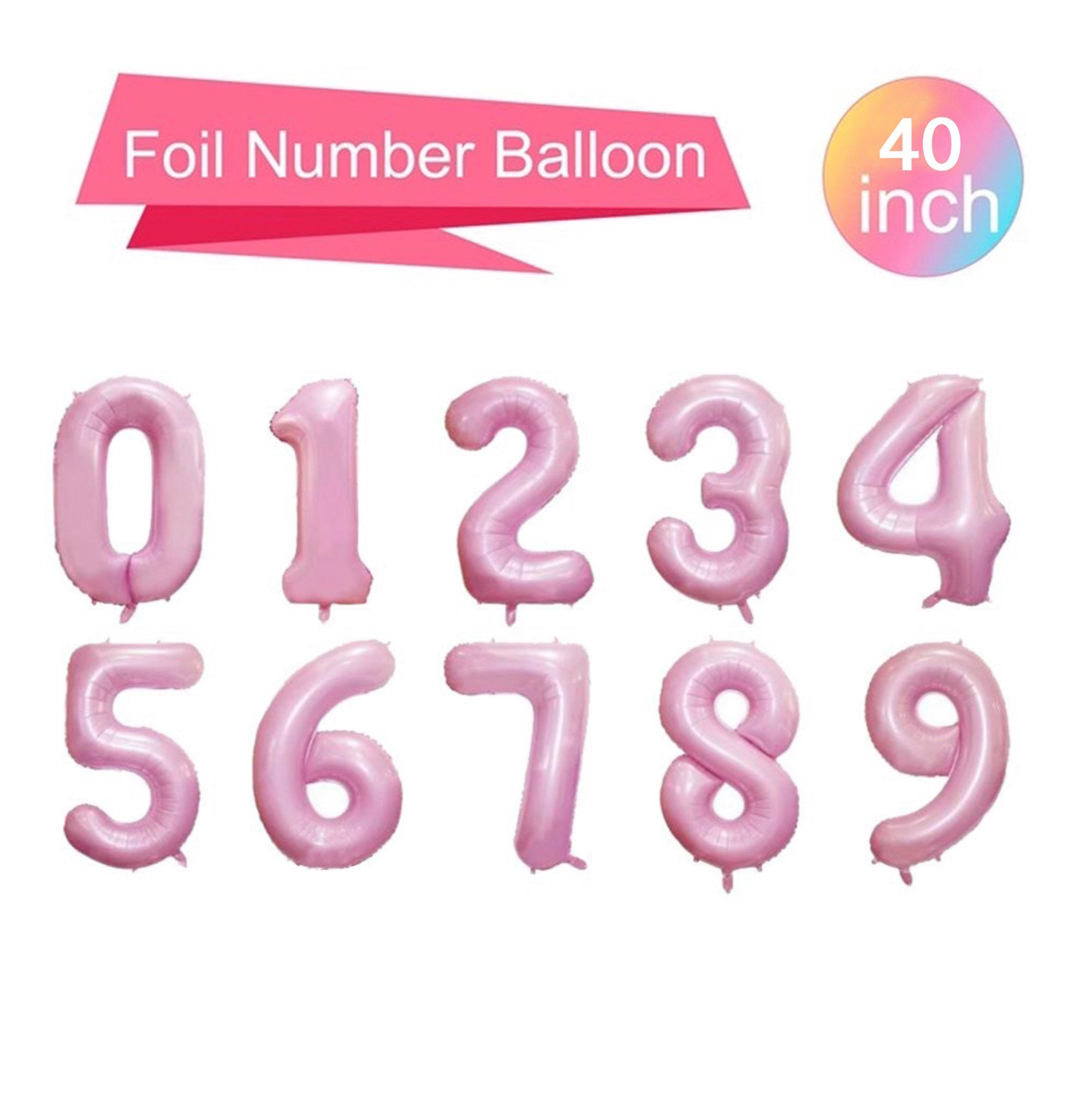 pink mylar number balloons