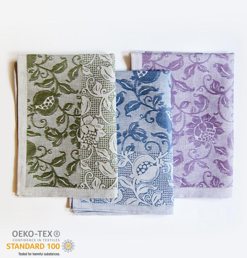 Linen + Cotton Jacquard Tea Towels double-sided 'TEA-PARTY', 3 pc, 49 cm x 70 cm - Treasure Box
