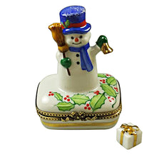 Load image into Gallery viewer, Rochard &quot;Snowman with Blue Scarf&quot; Limoges Box