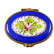 Load image into Gallery viewer, Small Blue Oval Limoges Box