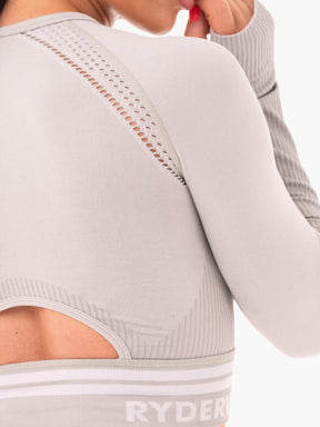 Ryderwear Freestyle Seamless Long Sleeve Crop Grey
