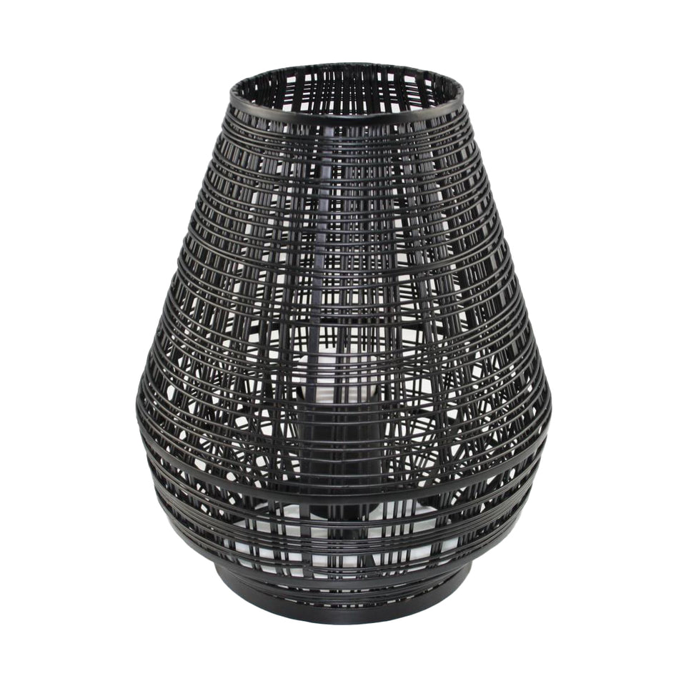 black wire cage table lamp