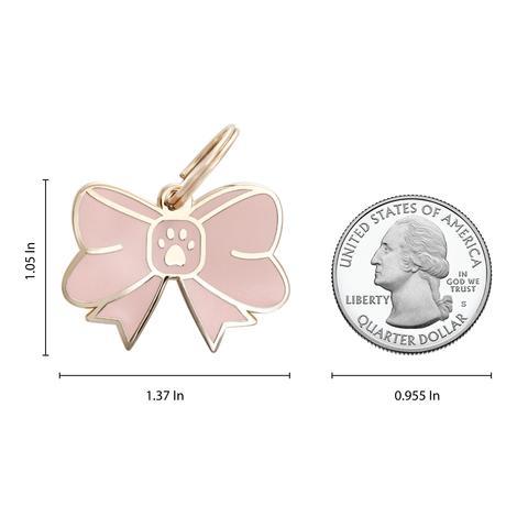 Pink Bow Tie Enamel Charm / ID Tag (Free Custom Engraving)