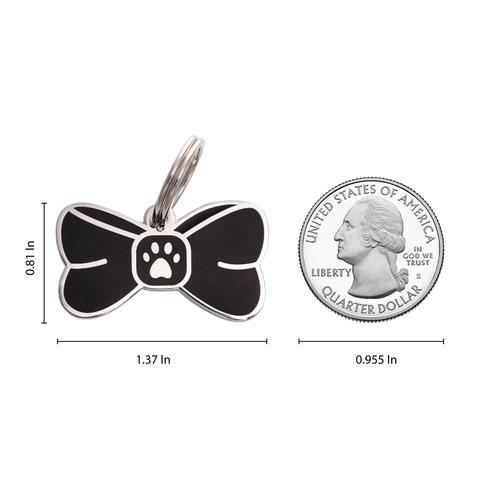 Black Bow Tie Enamel Charm / ID Tag (Free Custom Engraving)