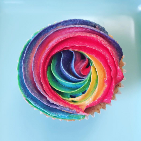 rainbow 3 color cupcakes