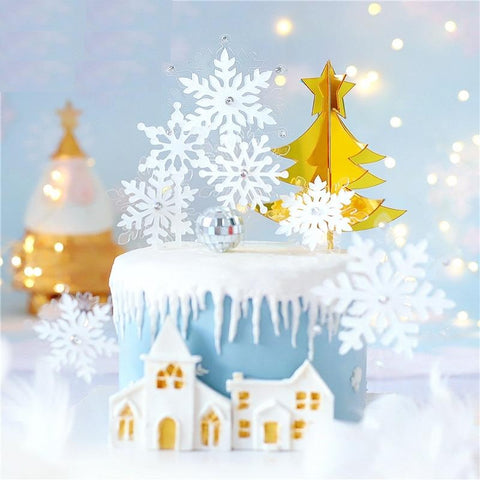 White Silver Snowflake Collection Cake Topper – PutOnApron