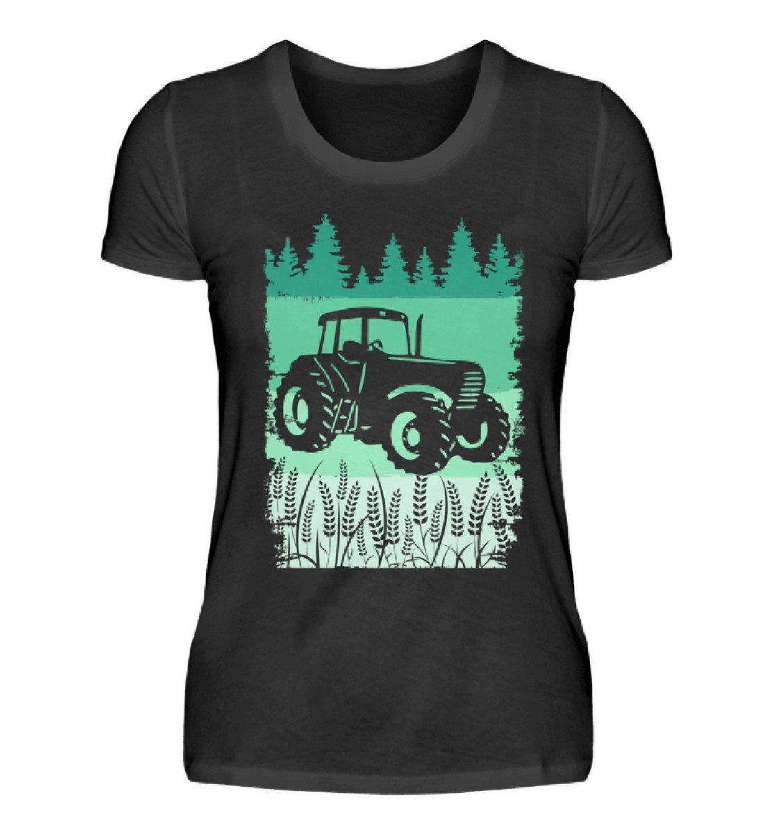 Retro Traktor grün · Damen T-Shirt-Damen Basic T-Shirt-Black-S-Agrarstarz