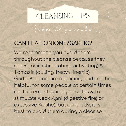 can you eat onions and garlic during a cleanse