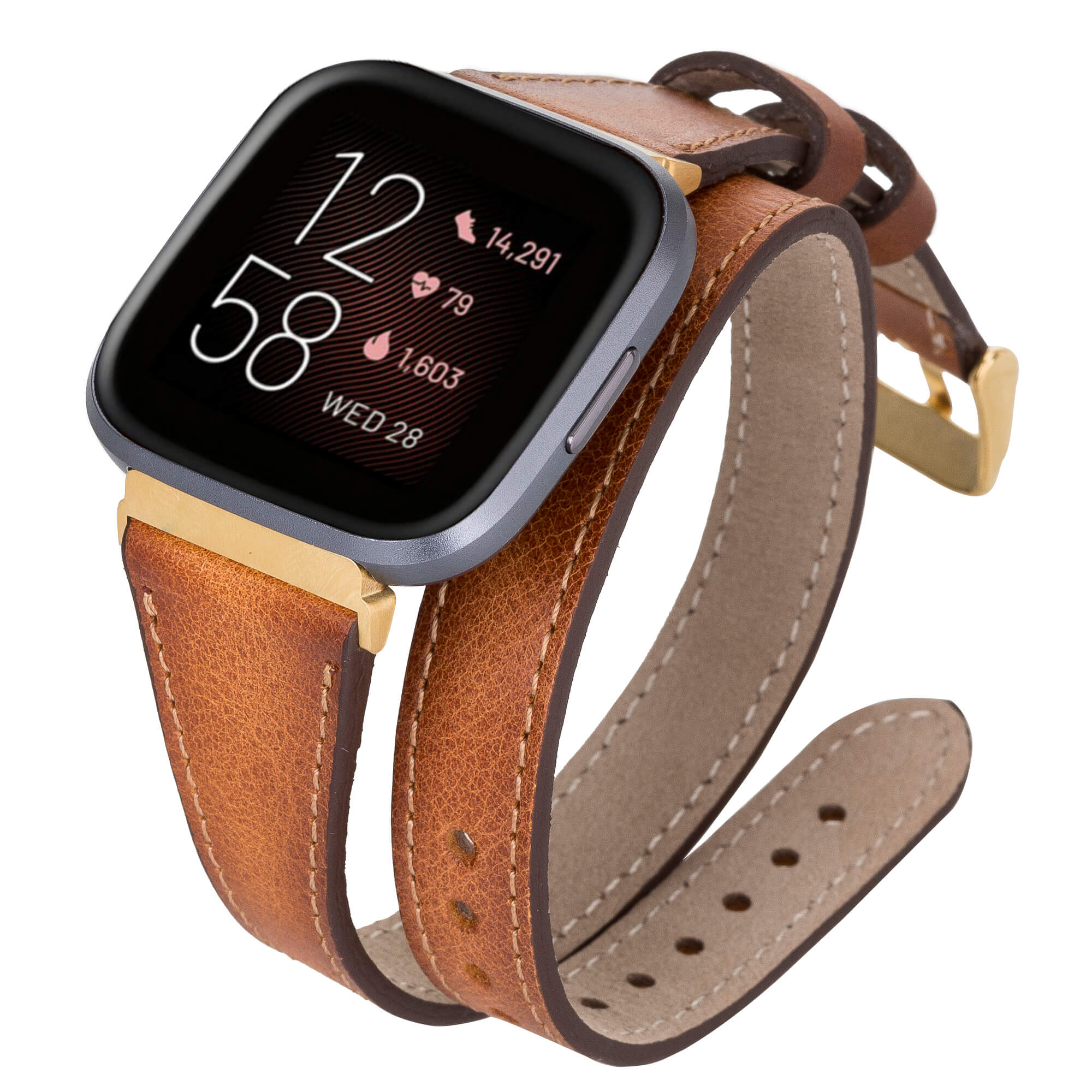 Serena Leather Double Wrap Watch Band 