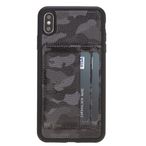 Luxury Camouflage Leather iPhone XS Max Back Cover Case with Card Holder and Kickstand - Venito - 2