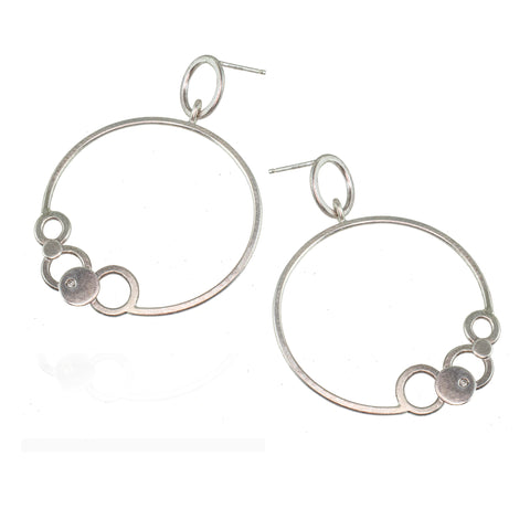 Sterling silver hoop earrings with diamond by eko jewelry design, Asta