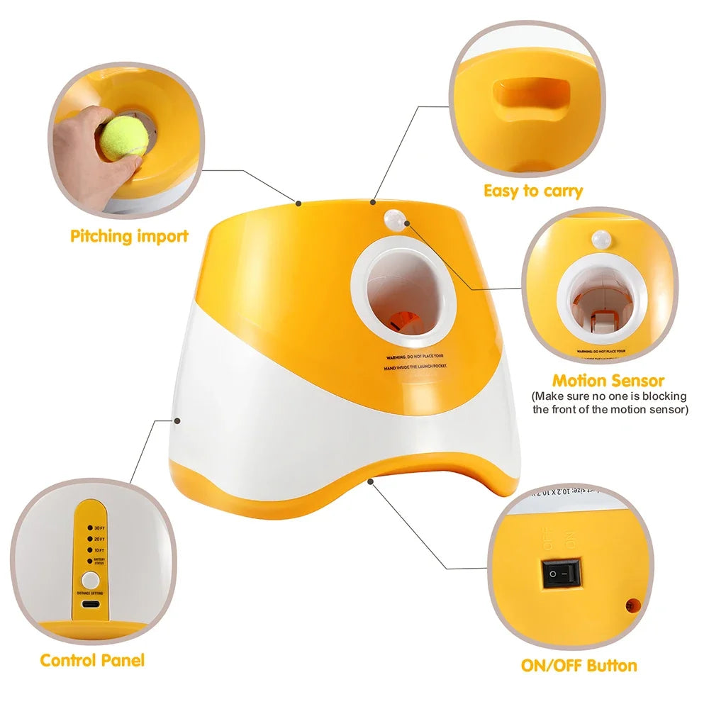 Dog Ball Thrower Toy Automatic Tennis Ball Launcher With 3 Distance Catapult Settings On Sale