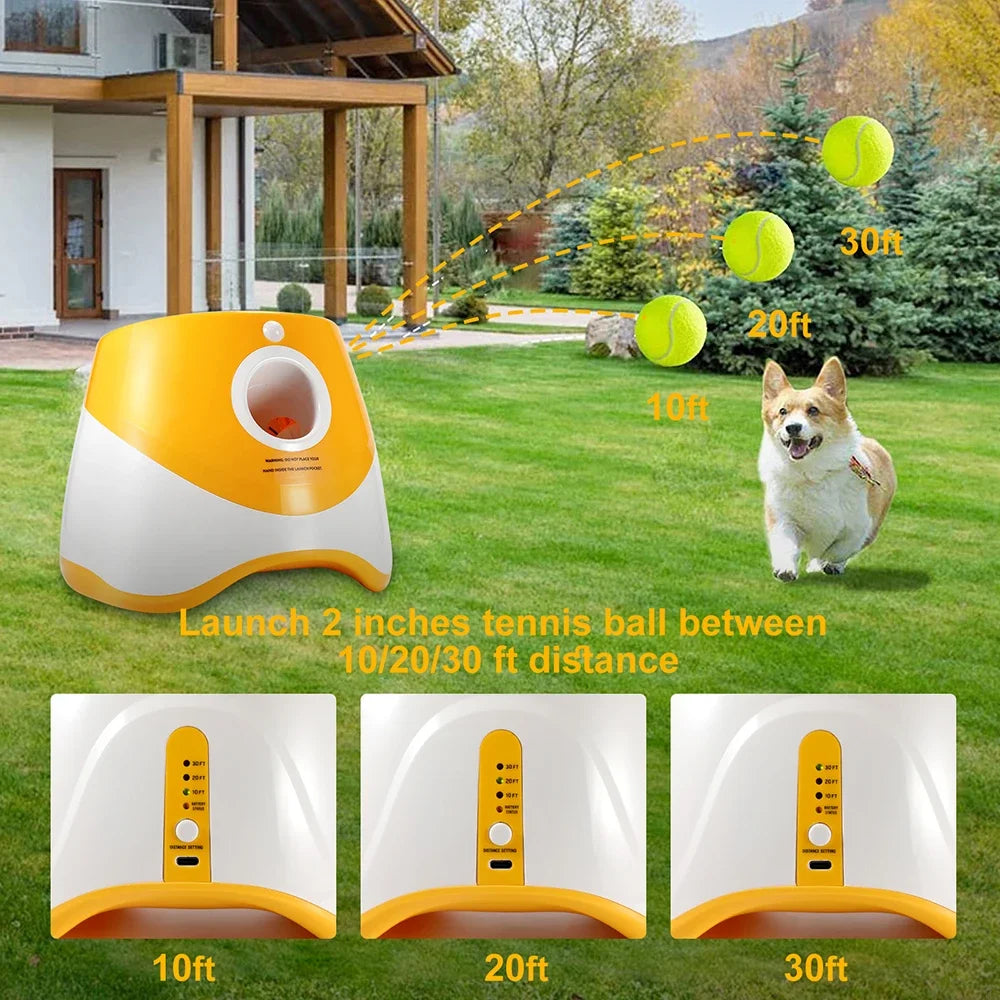 Dog Ball Thrower Toy Automatic Tennis Ball Launcher With 3 Distance Catapult Settings On Sale