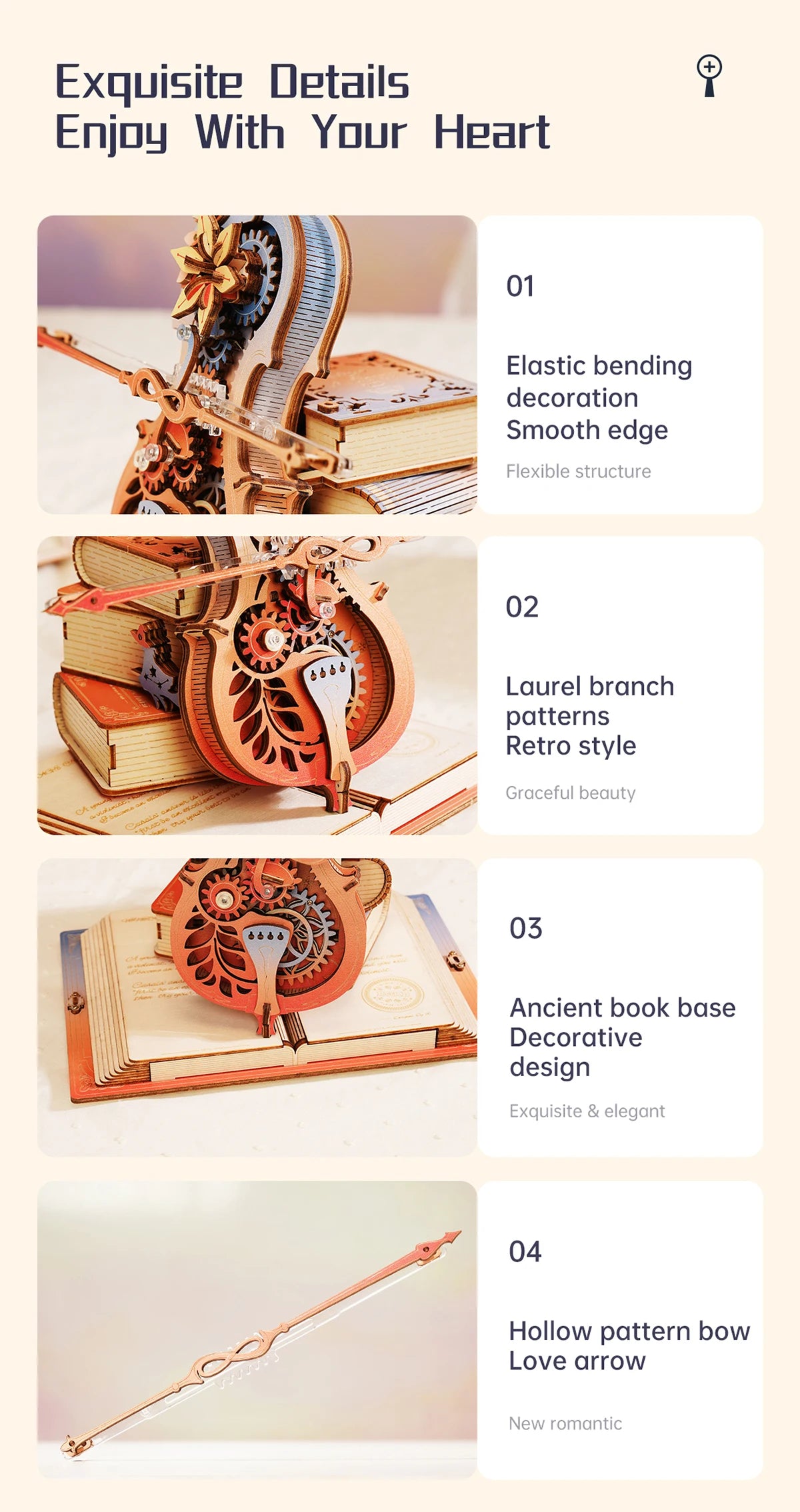 Magical self-playing Cello Mechanical Music Box 3D Wooden Puzzle Kit On Sale