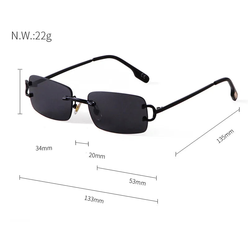 Classic Rectangular Rimless Sunglasses On Sale