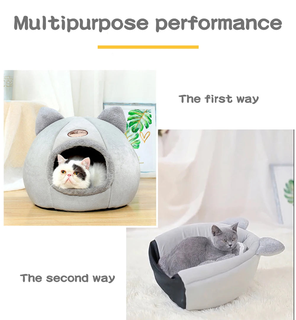 Indoor Two Ways Soft Winter Cat or Puppy Tent Bed