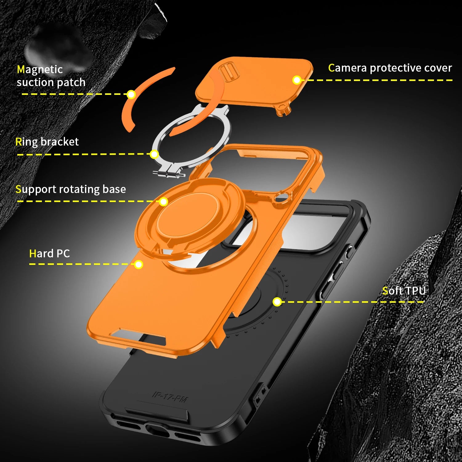 iPhone Magnetic Ring Stand Armor Case With Camera Protection Slide Cover For iPhone 17, 16, 15, 14, 13 Series On Sale