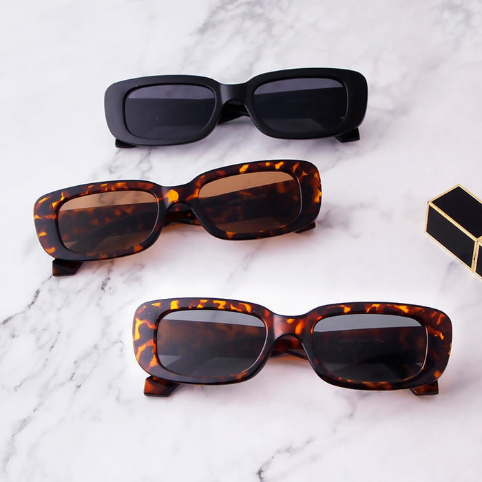 Retro Rectangle Sunglasses - Classic Leopard Shades — Cloverbliss Co ...