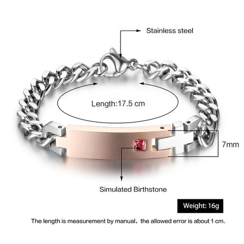 Personalized Birthstone Couple Chain Bracelets