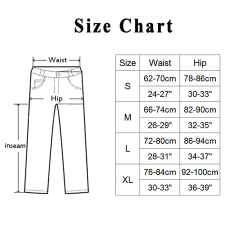 Size Chart: High-Waisted Push-up Sport Shorts
