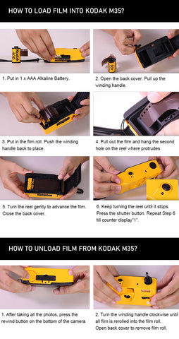 ¿Cómo cargar y descargar películas Kodak?