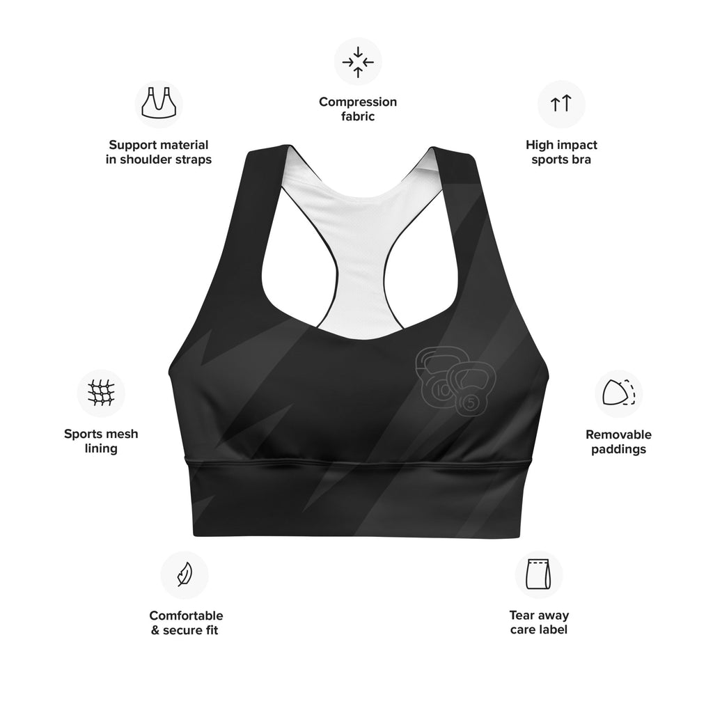 Longline sports Bras with the option of removable padding