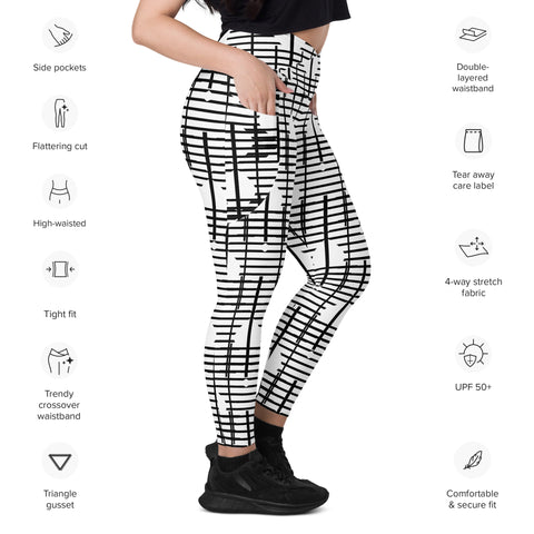 Product features of black recycled leggings with pockets