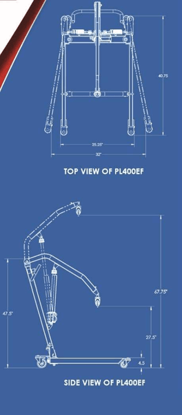 Blue Print - The BestLift™ PL400EF | FULL BODY ELECTRIC FOLDABLE PATIENT LIFT by Best Care LLC | Wheelchair Liberty